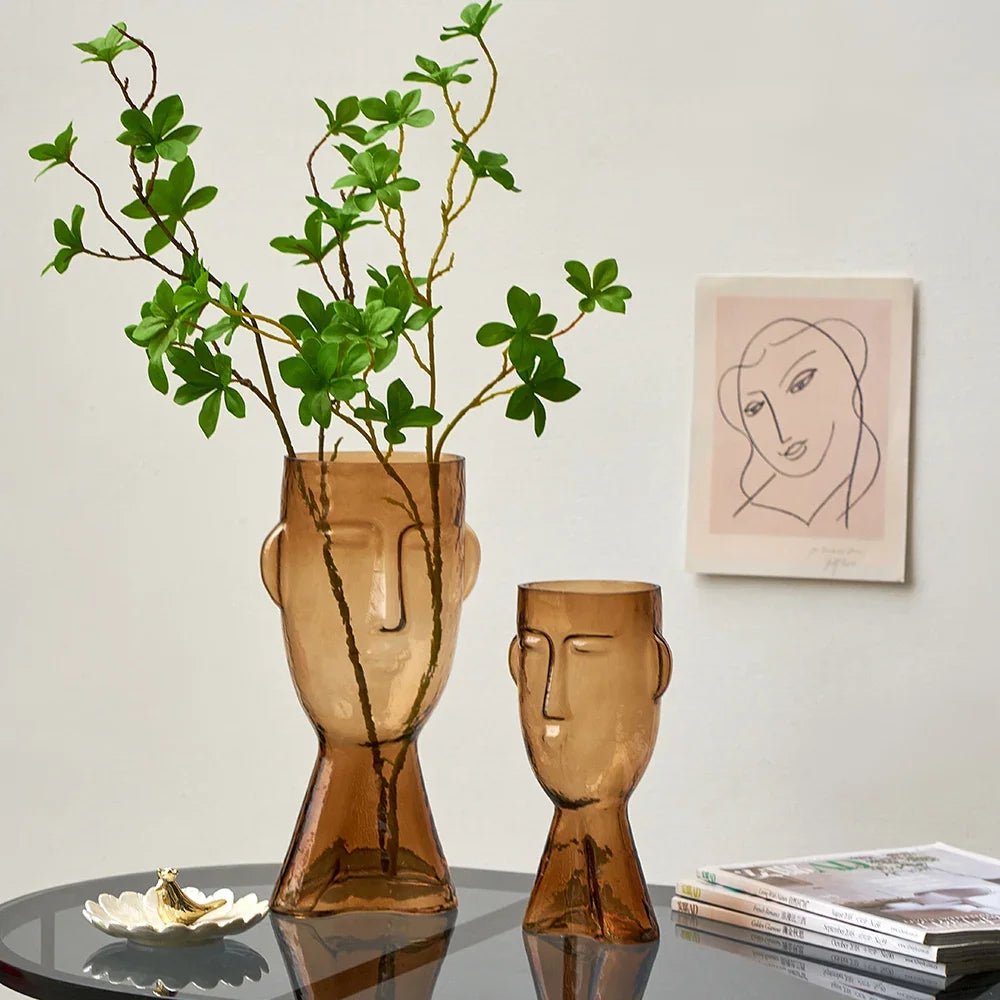 Creative Glass Head Shape Decorative Vase - The House Of BLOC