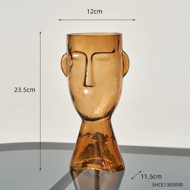 Creative Glass Head Shape Decorative Vase - The House Of BLOC