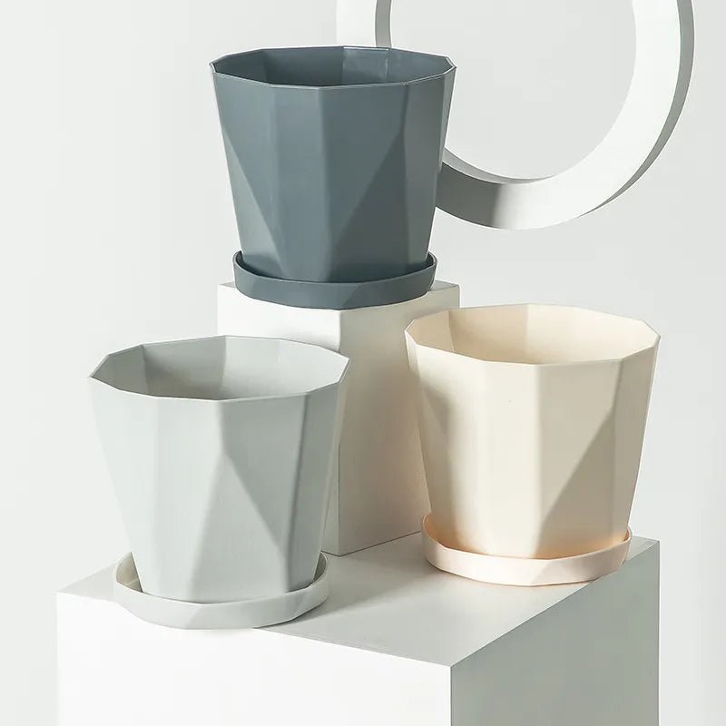 Creative Resin Simple Flower Pot & Saucer