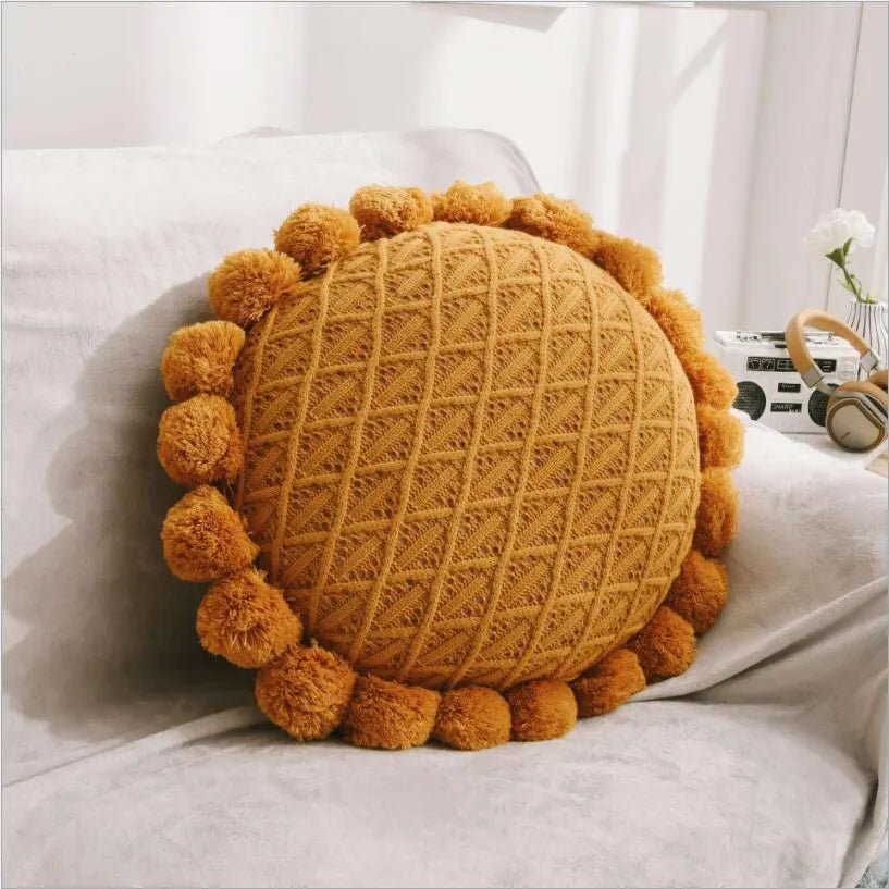 Cute Pompom Tassel Round Cosy Cushion - The House Of BLOC