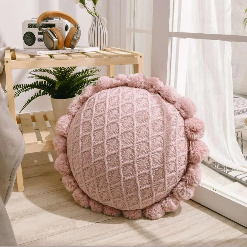 Cute Pompom Tassel Round Cosy Cushion - The House Of BLOC