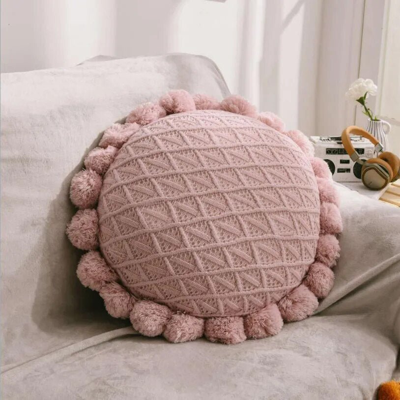 Cute Pompom Tassel Round Cosy Cushion - The House Of BLOC