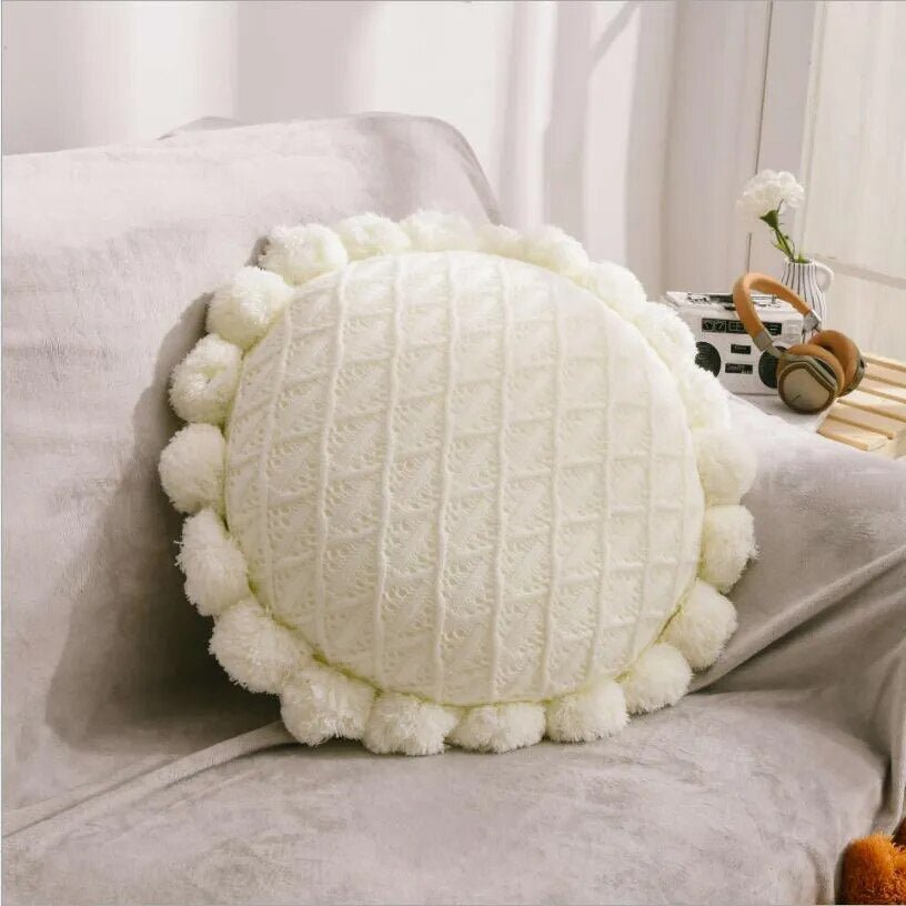 Cute Pompom Tassel Round Cosy Cushion - The House Of BLOC