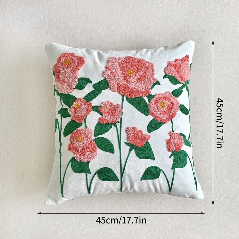 Decorative Embroidered Floral Cushion Cover - The House Of BLOC