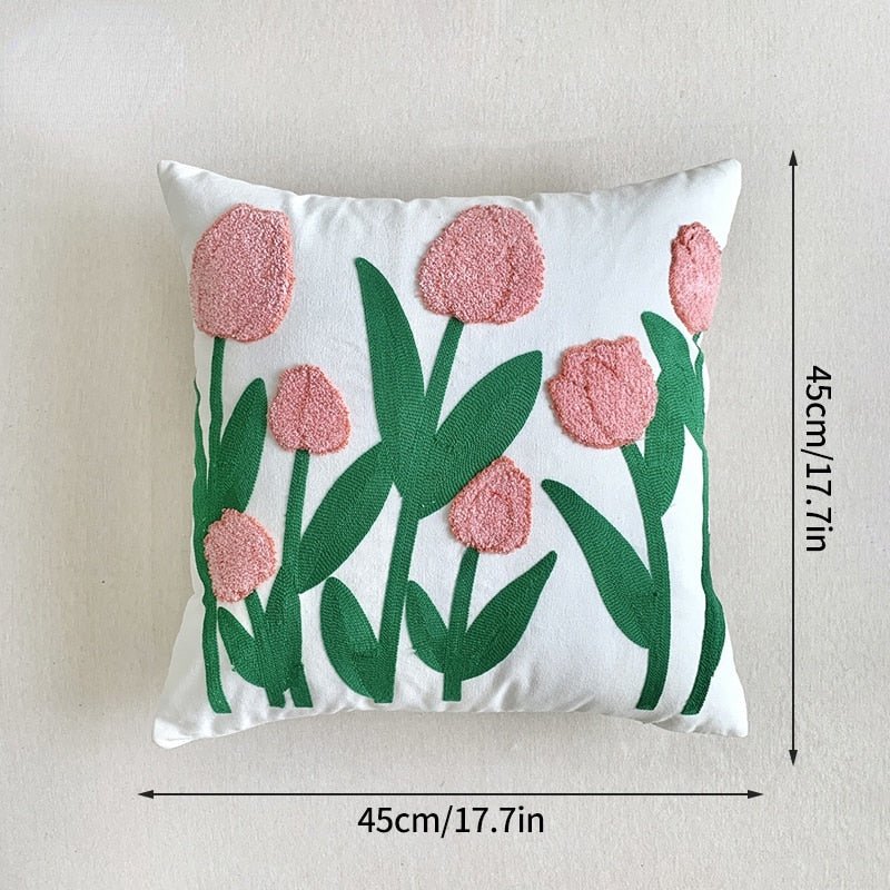 Decorative Embroidered Floral Cushion Cover - The House Of BLOC