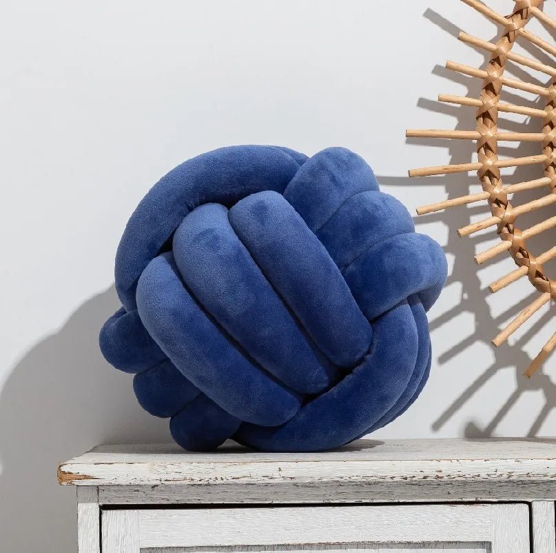 Decorative Knotted Suede Effect Ball Soft Cushion - The House Of BLOC