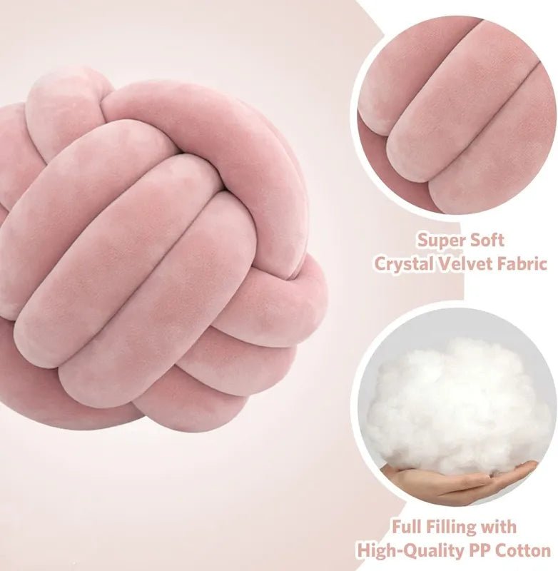 Decorative Knotted Suede Effect Ball Soft Cushion - The House Of BLOC