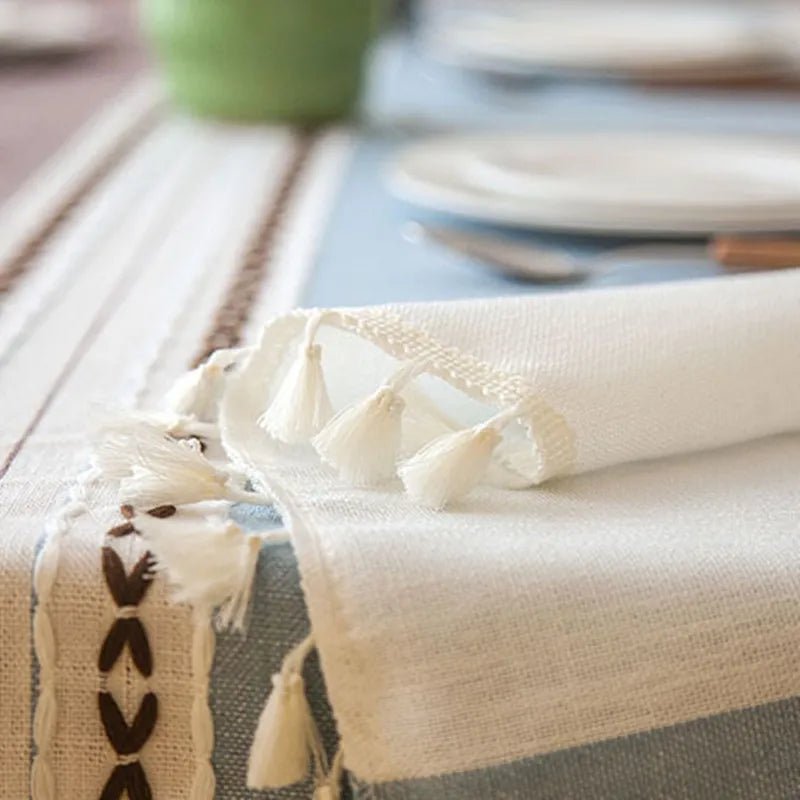 Decorative Plaid Pastel Linen Tablecloth - The House Of BLOC