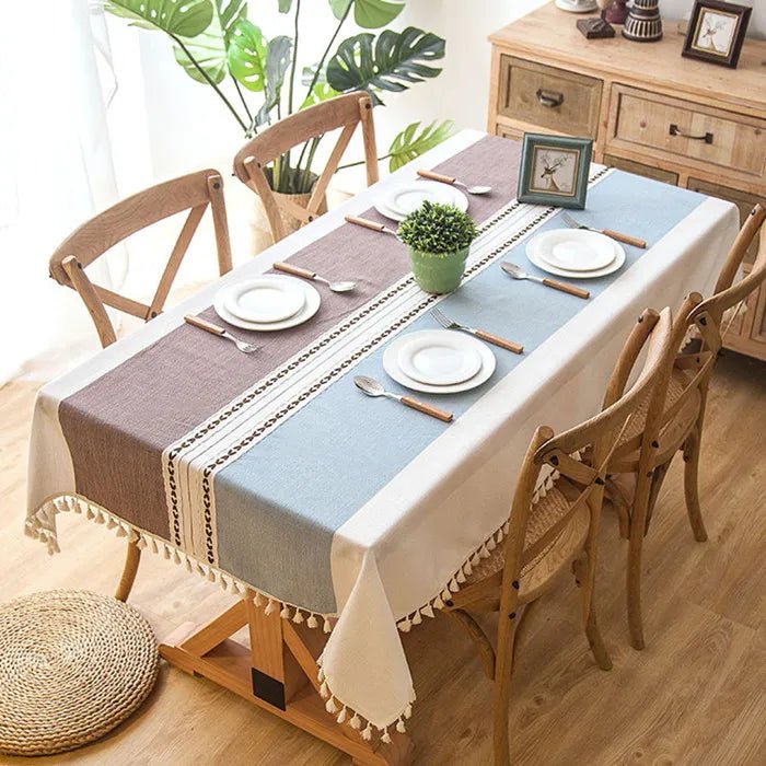 Decorative Plaid Pastel Linen Tablecloth - The House Of BLOC