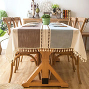 Decorative Plaid Pastel Linen Tablecloth - The House Of BLOC