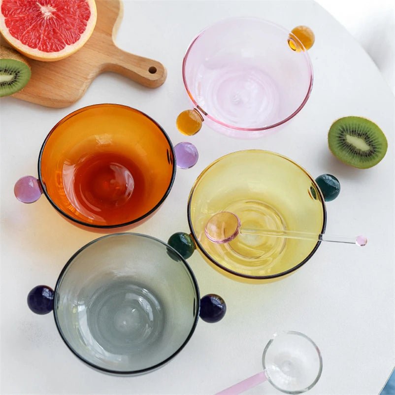 Double Ball Handled Coloured Glass Bowl - The House Of BLOC