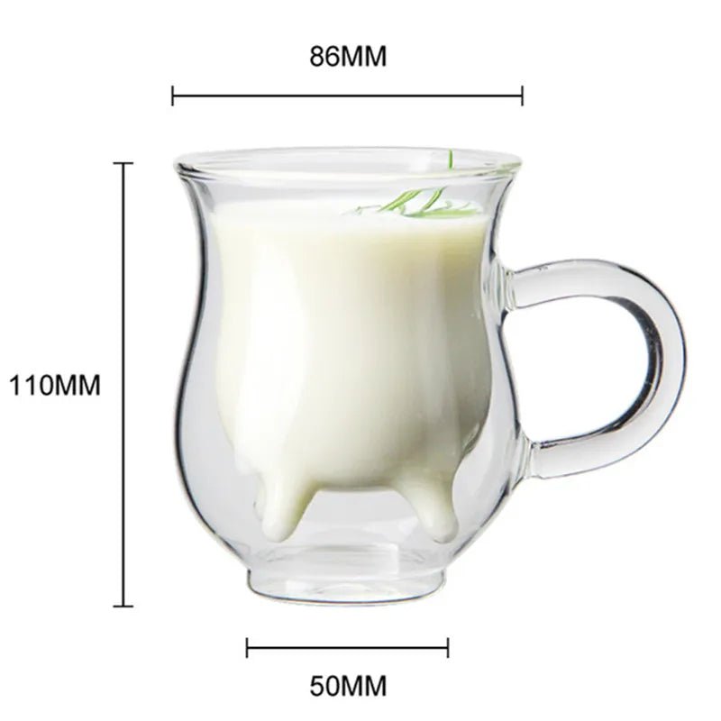 Double Layer Glass 'Cow' Coffee Mug - The House Of BLOC