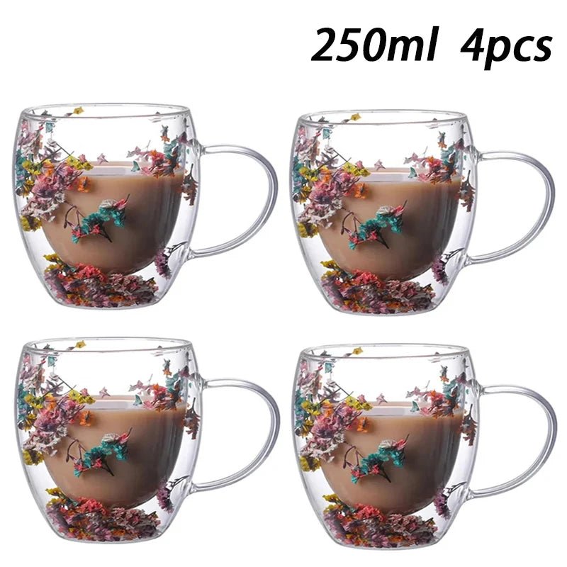 Double Wall Insulated Glass Coffee Cup 250ML/8.5 OZ Mug Latte Tea