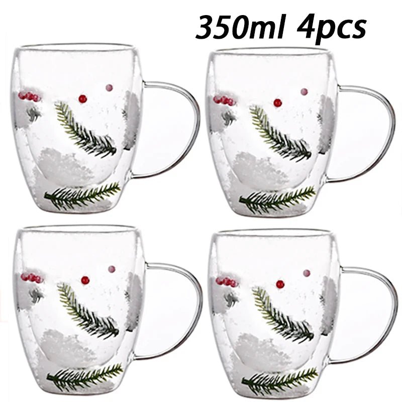 Double Wall Insulated Floral Glass Coffee Mugs - The House Of BLOC