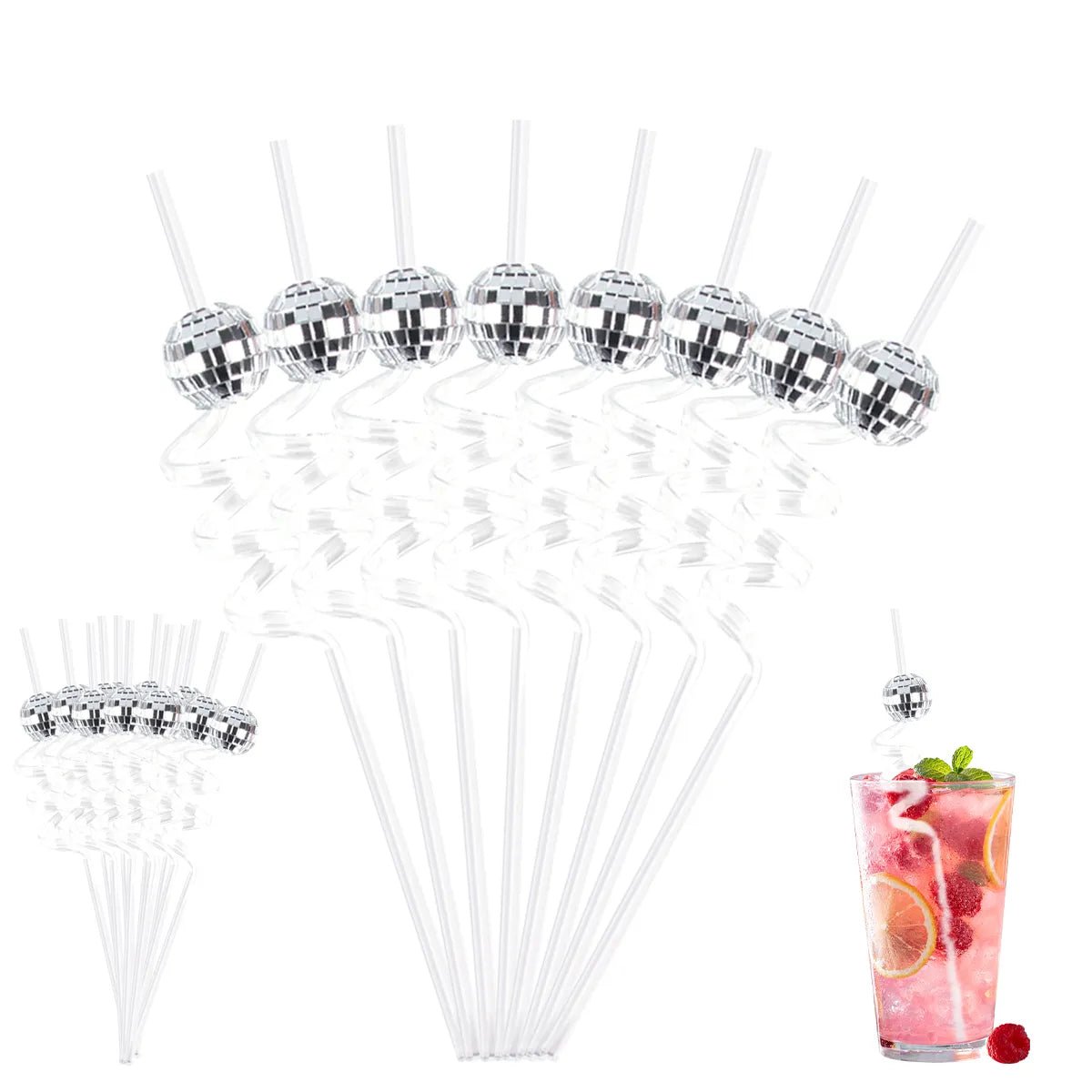 Eight Piece Set Of Sparkling Disco Ball Straws - The House Of BLOC