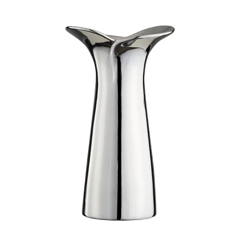 Elegant & Sleek Silver Ceramic Flower Vase - The House Of BLOC