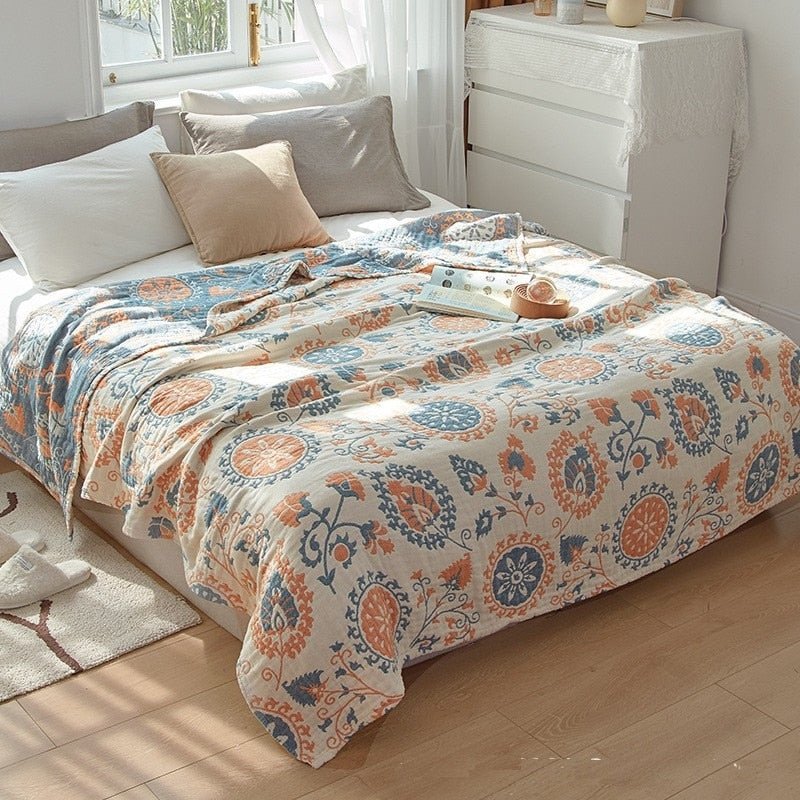 Floral Muslin Bed Cover - The House Of BLOC