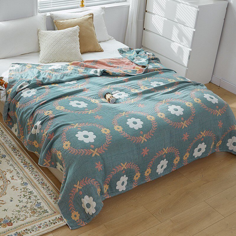 Floral Muslin Bed Cover - The House Of BLOC