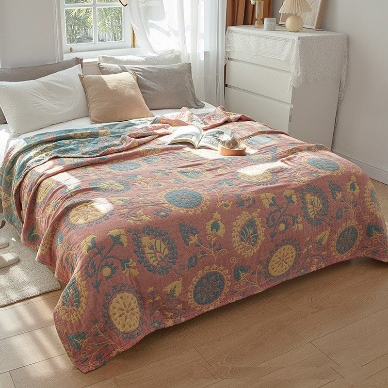 Floral Muslin Bed Cover - The House Of BLOC