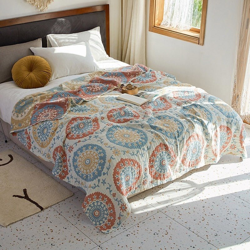 Floral Muslin Bed Cover - The House Of BLOC