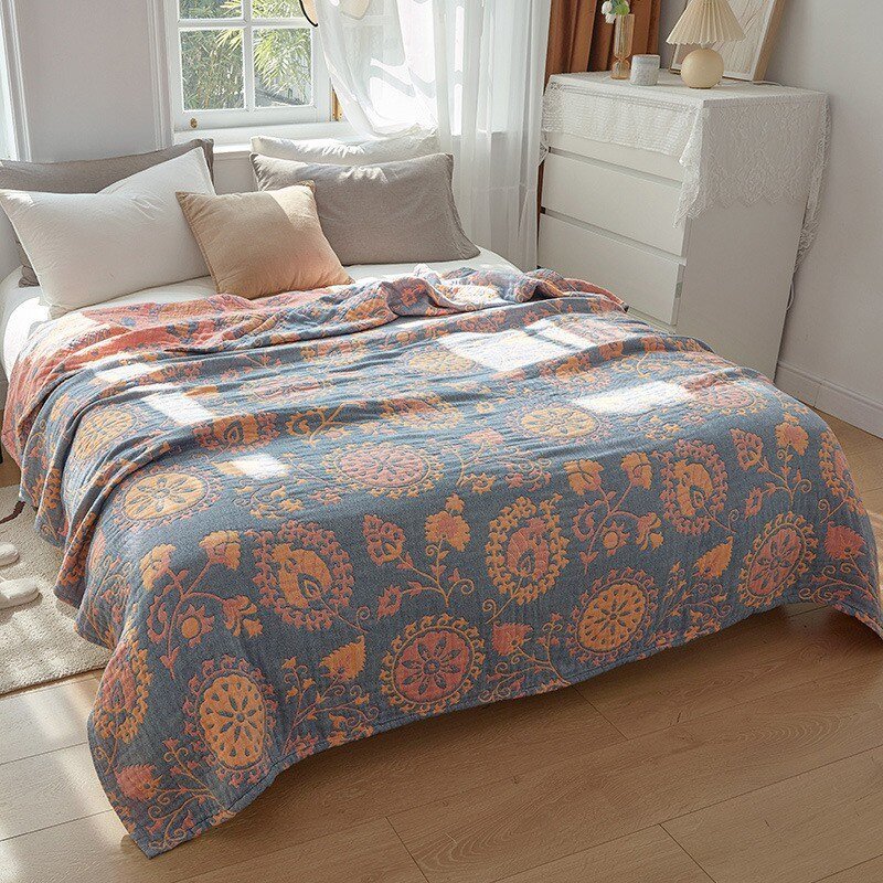 Floral Muslin Bed Cover - The House Of BLOC