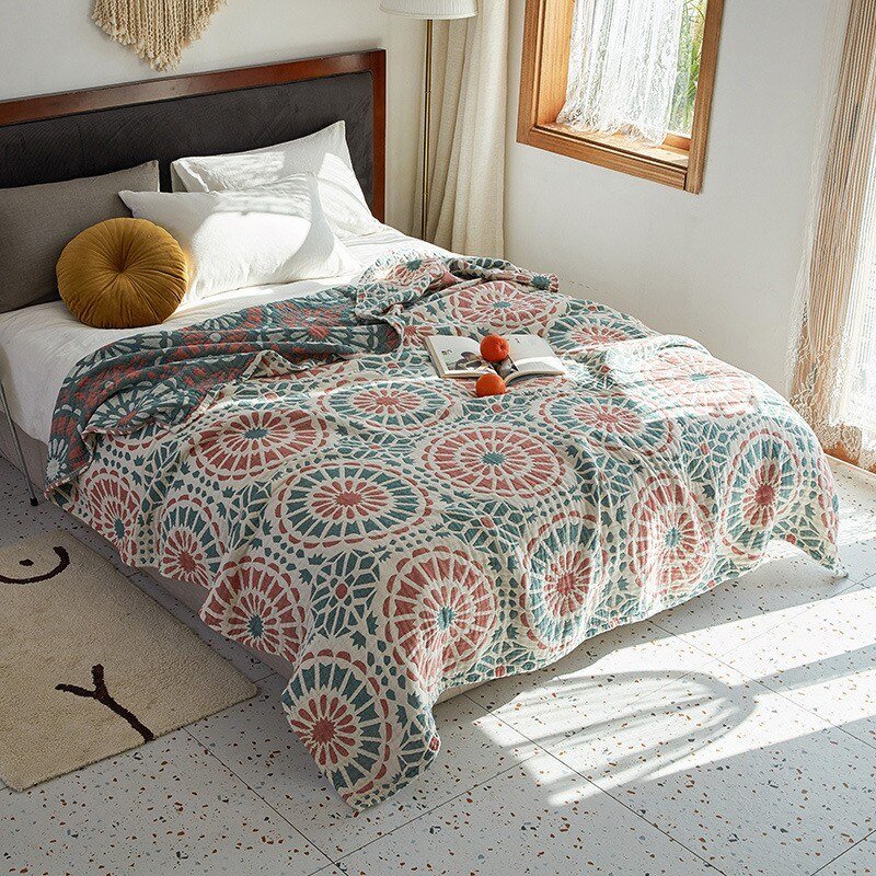 Floral Muslin Bed Cover - The House Of BLOC