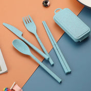 Foldable Wheat Straw Cutlery Set With Storage Box - The House Of BLOC