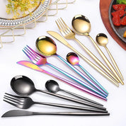 Four Piece Metallic Coloured Cutlery Set - The House Of BLOC