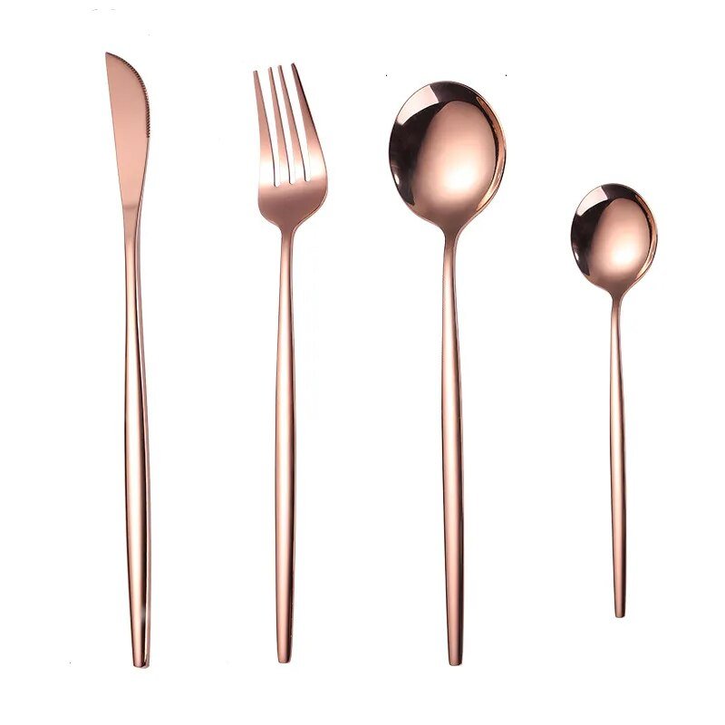 Four Piece Metallic Coloured Cutlery Set - The House Of BLOC