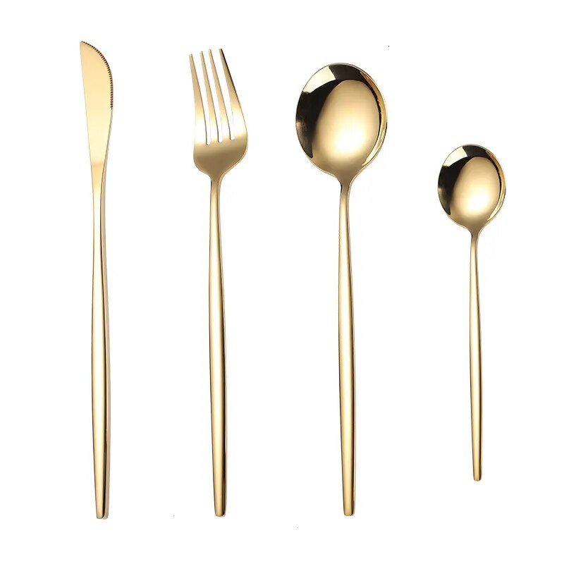 Four Piece Metallic Coloured Cutlery Set - The House Of BLOC
