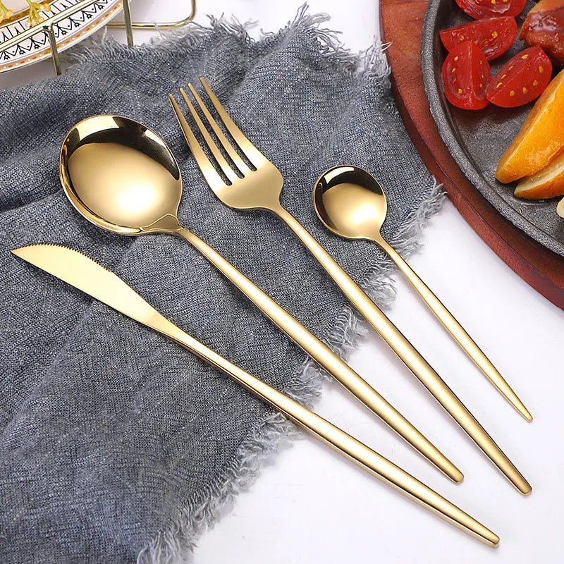 Four Piece Metallic Coloured Cutlery Set - The House Of BLOC