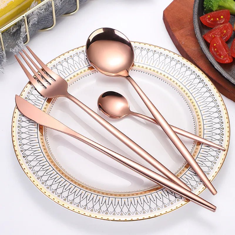 Four Piece Metallic Coloured Cutlery Set - The House Of BLOC