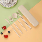 Four Piece Pastel Coloured Cutlery Set With Travel Box - The House Of BLOC