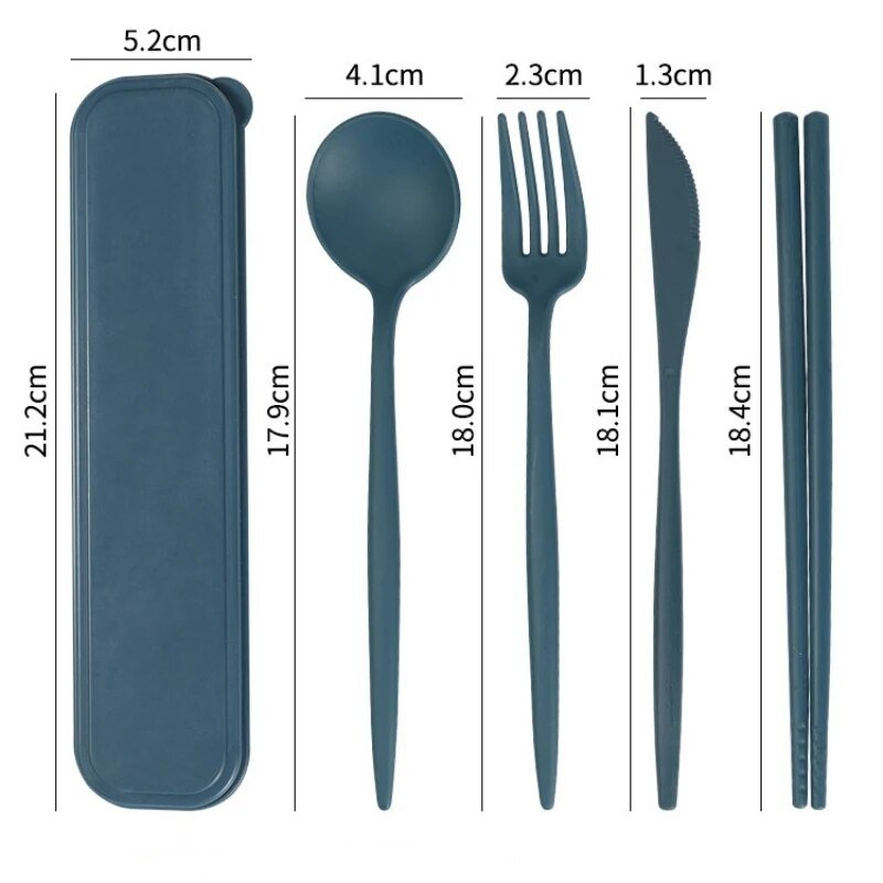 Four Piece Pastel Coloured Cutlery Set With Travel Box - The House Of BLOC