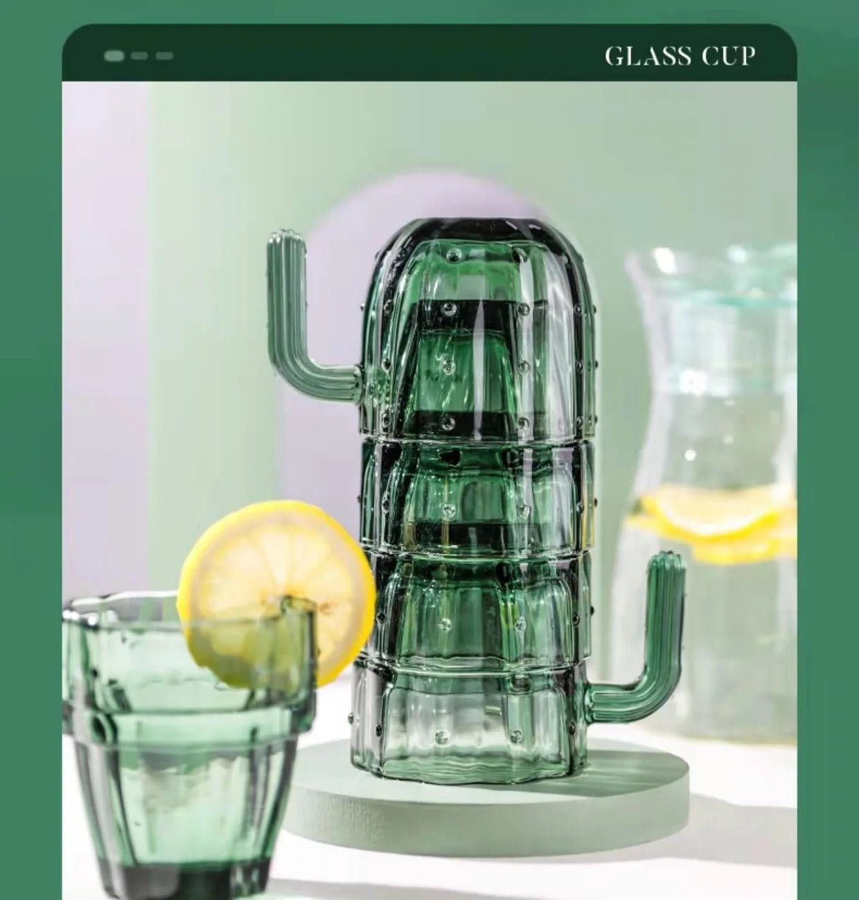 Green Cactus Transparent Stackable Coffee Mug - The House Of BLOC