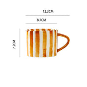 Hand Drawn Striped Ceramic Mug & Saucer Set - The House Of BLOC