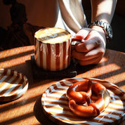 Hand Drawn Striped Ceramic Mug & Saucer Set - The House Of BLOC