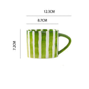 Hand Drawn Striped Ceramic Mug & Saucer Set - The House Of BLOC