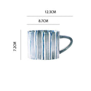 Hand Drawn Striped Ceramic Mug & Saucer Set - The House Of BLOC
