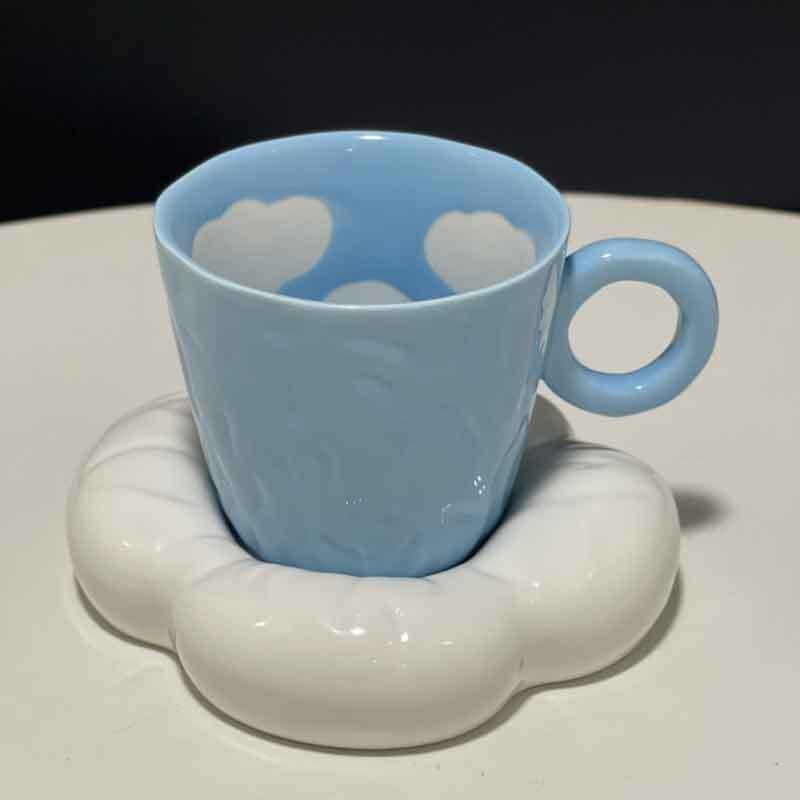 Hand Painted Ceramic Coffee Mugs with Saucers - The House Of BLOC