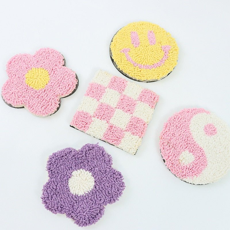 Hand Tufted Plush Retro Style Flower Coaster - The House Of BLOC