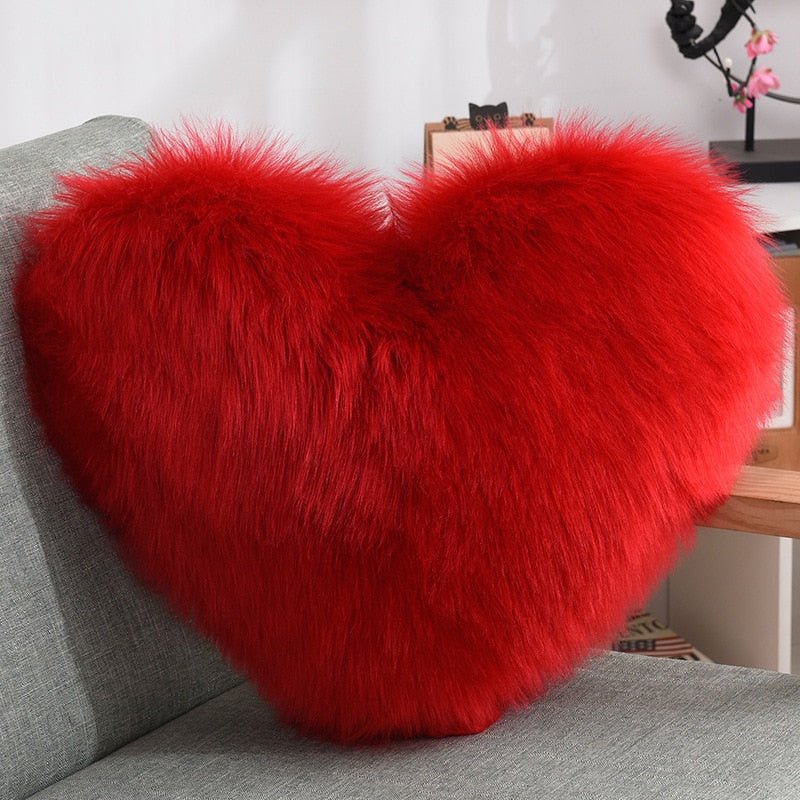 Heart Shape Fur Sofa Cushion + Cover - The House Of BLOC