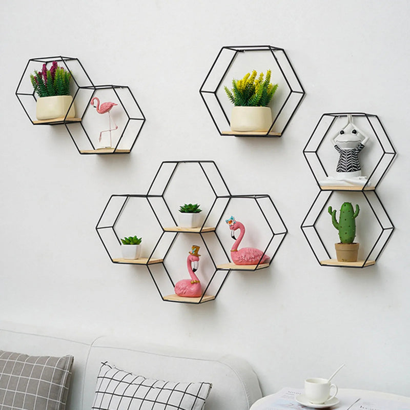 Hexagon Shaped Floating Wall Storage Shelves - The House Of BLOC