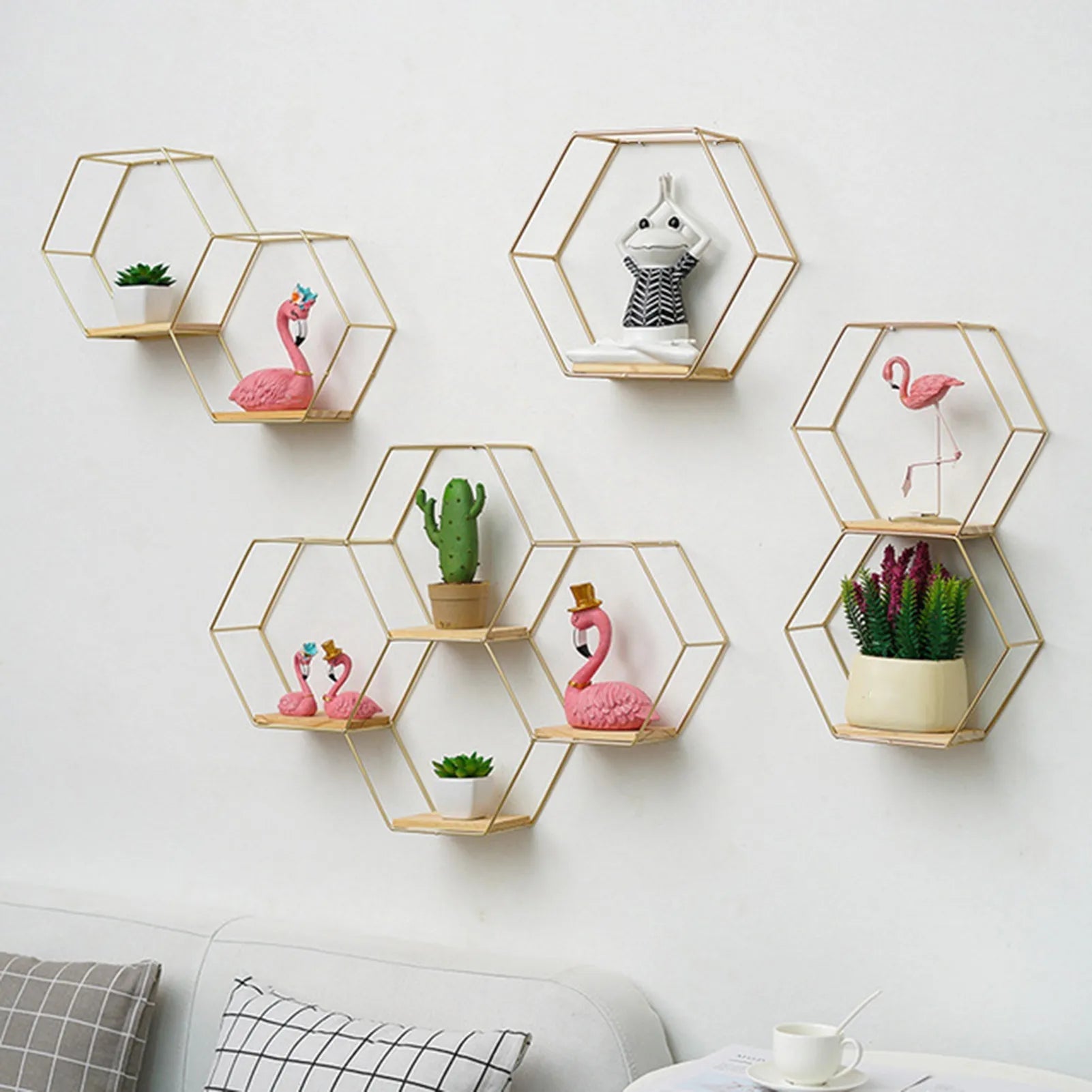 Hexagon Shaped Floating Wall Storage Shelves - The House Of BLOC