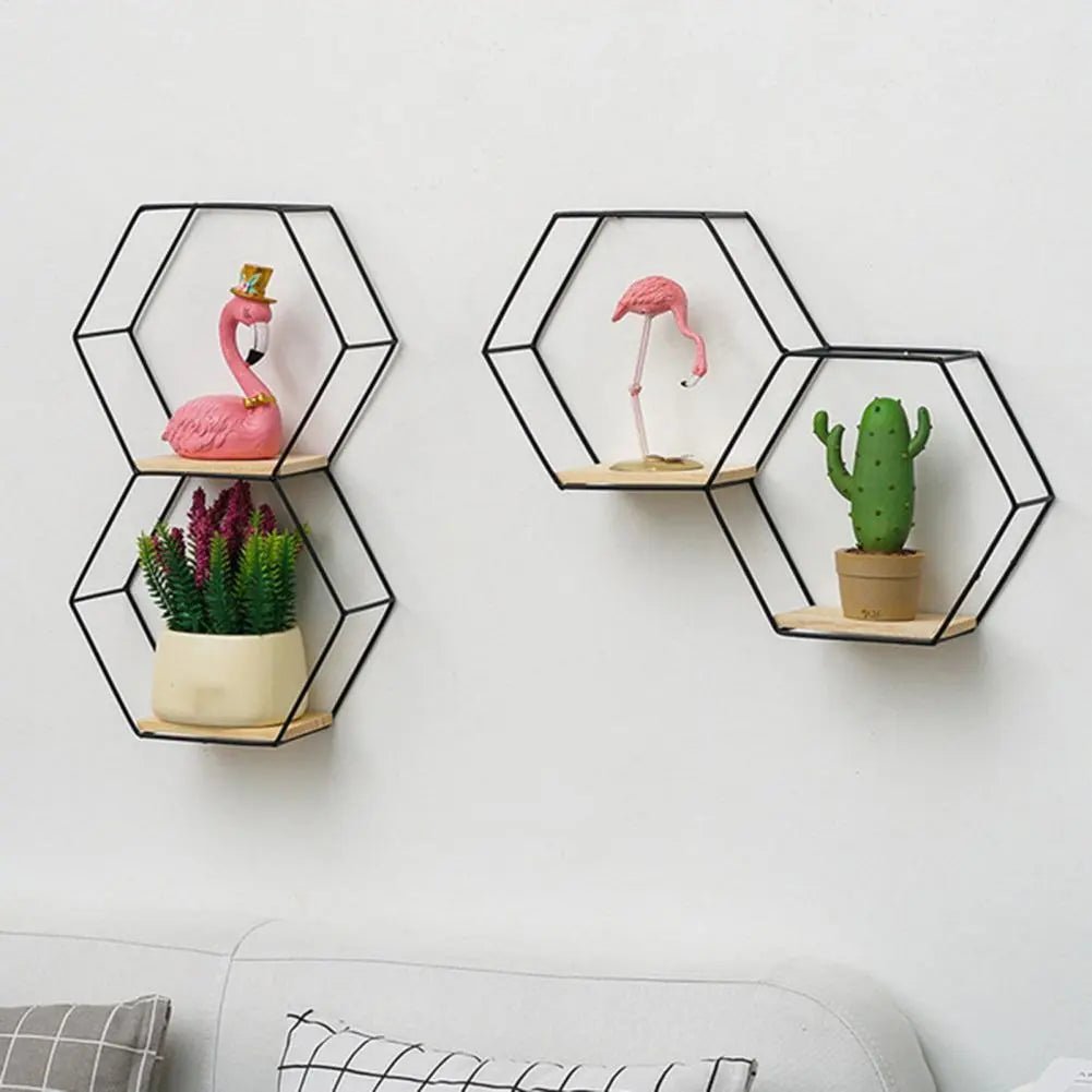 Hexagon Shaped Floating Wall Storage Shelves - The House Of BLOC