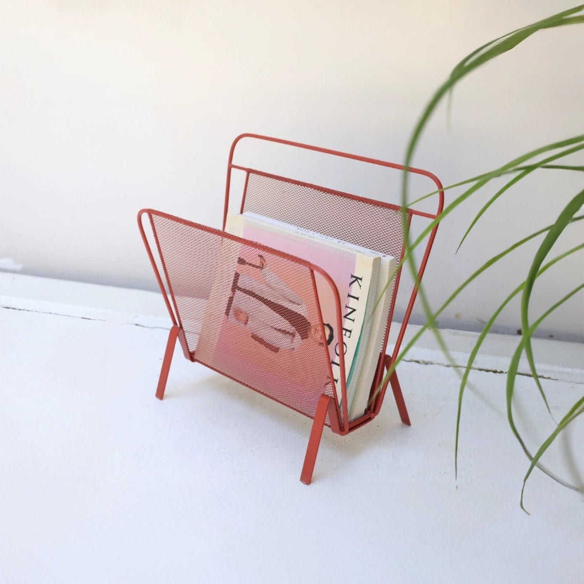 Industrial Red Metal Book Shelf - The House Of BLOC