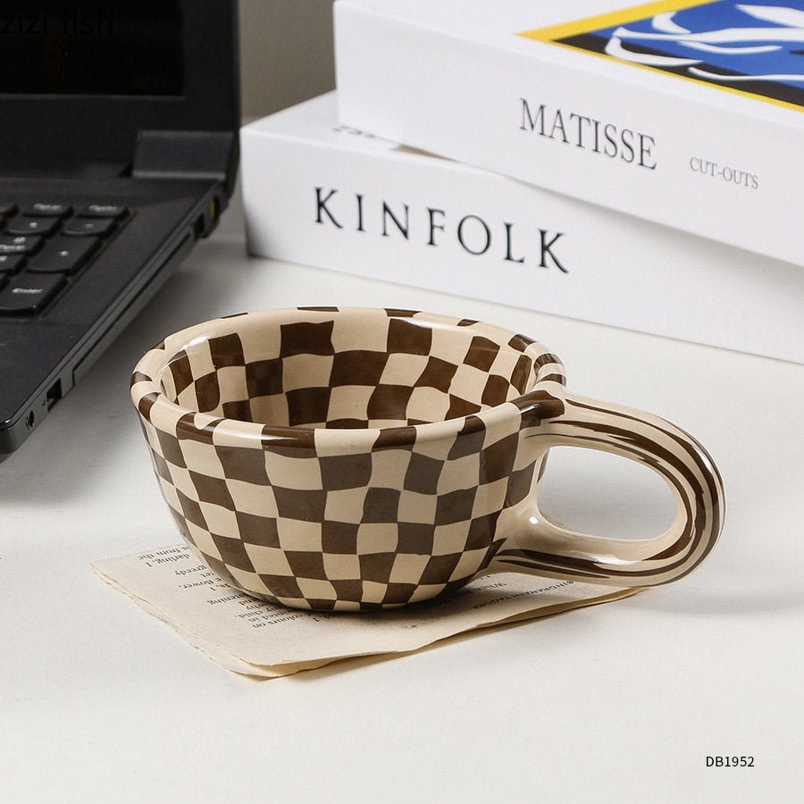 Irregular Chessboard Chequered Ceramic Mug - The House Of BLOC