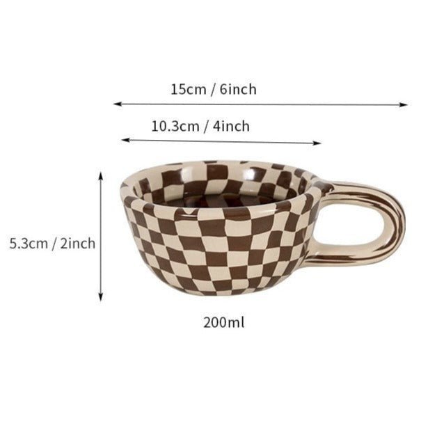 Irregular Chessboard Chequered Ceramic Mug - The House Of BLOC