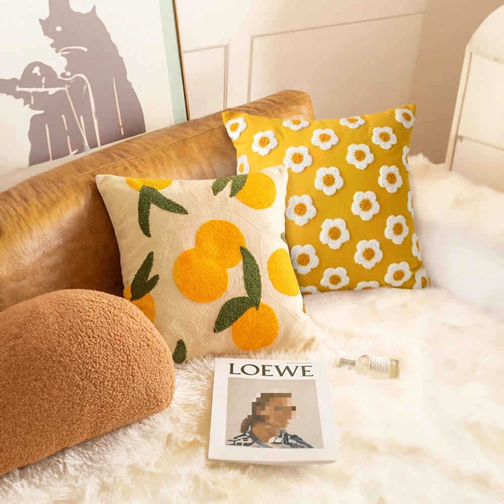 Jacquard Floral Design Cushion Cover - The House Of BLOC