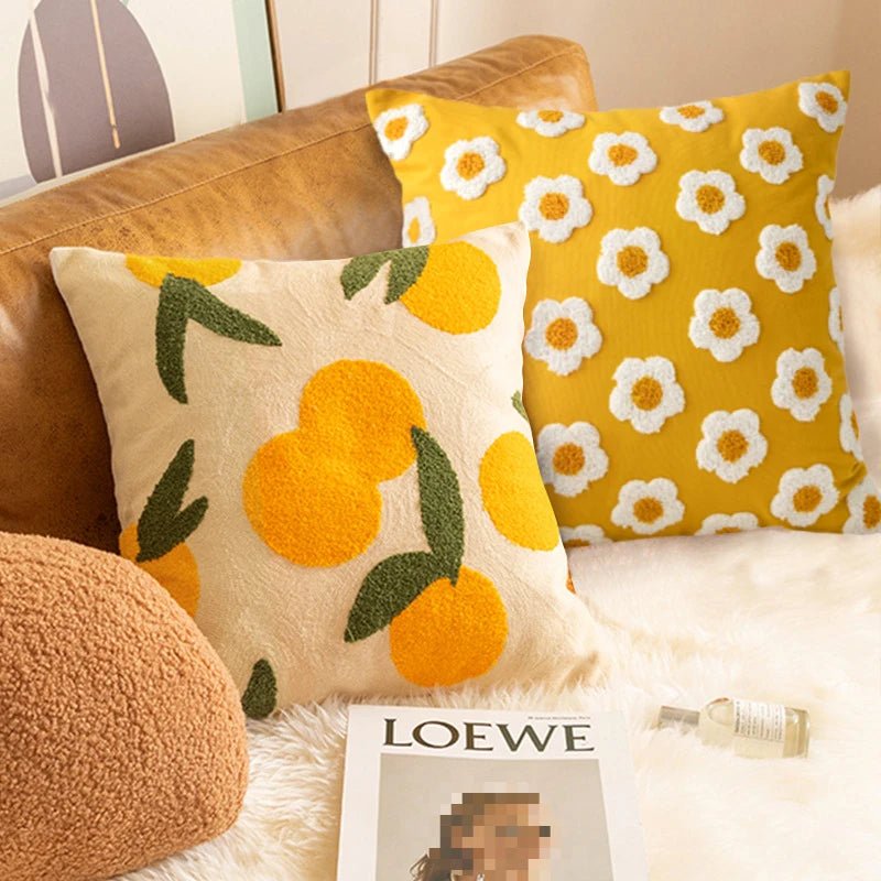 Jacquard Floral Design Cushion Cover - The House Of BLOC